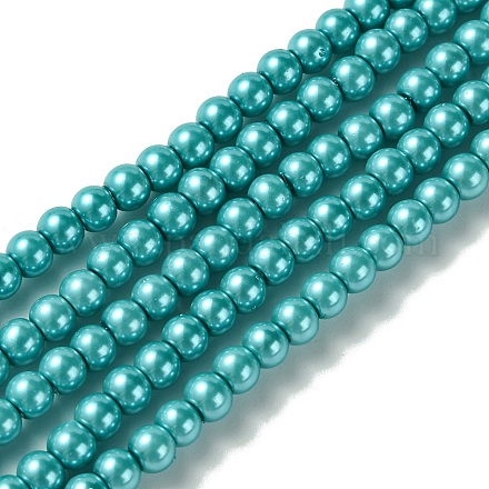 Круглые бусины из экологически чистого окрашенного стекла с жемчугом HY-A002-4mm-RB073-1