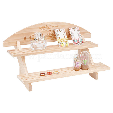 2-уровневая деревянная подставка для растений в стиле «сделай сам» ODIS-WH0299-11B-1