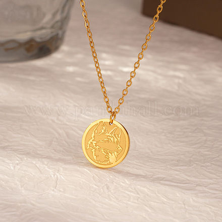 Стильное женское ожерелье с подвеской в виде головы волка из нержавеющей стали 304 для повседневной носки DK1908-1-1