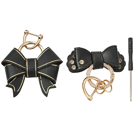 2 шт. 2 стиля подвеска-бантик из искусственной кожи HJEW-SP0001-23C-1