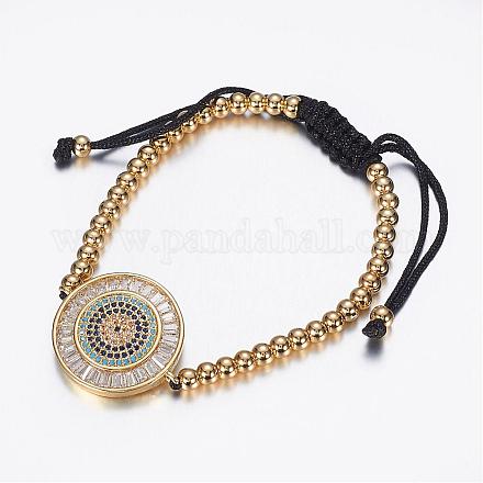 Регулируемые латунные плетеные браслеты из бисера BJEW-G528-06G-1