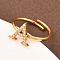 304 Stainless Steel Micro Pave Cubic Zirconia Cuff Open Rings, Letter, Ion Plating(IP), Real 18K Gold Plated, Letter A, 1.5mm, Inner Diameter: 15.6mm