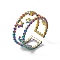 Ion Plating(IP) 304 Stainless Steel Stars Double Line Open Cuff Ring for Women, Rainbow Color, US Size 7 1/4(17.5mm)