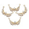 Brass Micro Pave Cubic Zirconia Chandelier Component Links, 3 Loop Connectors, Long-Lasting Plated, Wing, Light Gold, Clear, 15x24x3.5mm, Hole: 1.2mm