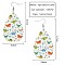 Teardrop with Dinosaur Imitation Leather Dangle Earrings, Platinum, Colorful, 57x38mm