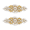 2Pcs Alloy with Rhinestone Sewing Decorate, Wedding Theme, Dress Shoes Garment Decoration, Golden, 138x51.5~53x5mm