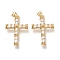 Brass Micro Pave Cubic Zirconia Pendants, Cross, Clear, Real 18K Gold Plated, 30.5x20x4.5mm, Hole: 3.5x5mm