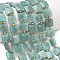 Natural Amazonite Beads Strands, Square, Faceted, with Seed Beads, 10x10x5mm, Hole: 1mm, about 31pcs/strand, 14.96 inch(38cm)