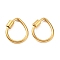 304 Stainless Steel Locking Carabiner, Ion Plating(IP), Teardrop, Real 18K Gold Plated, 20.5x17x2mm