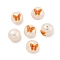 Round Natural Freshwater Pearl Beads, with Long-Lasting Plated Rack Plating Brass Butterfly Findings, Real 18K Gold Plated, Orange, 9.5~10x9.5~10x10~11mm, Hole: 1~1.2mm