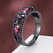 Alloy & Rhinestone Finger Rings, Skull & Flower, Rose, US Size 9(18.9mm)