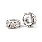 Flat Round Antique Silver Plated Alloy Rhinestone European Beads, Large Hole Beads, Crystal, 14~15x6~7mm, Hole: 5mm