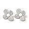 Non-Tarnish 304 Stainless Steel Stud Earrings Findings, Cabochon Settings, Flower, Stainless Steel Color, 33x26.5mm, Tray: 8mm, Pin: 0.8mm