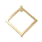 Brass Chandelier Component Links, Lace Edged Rhombus Links, Real 24K Gold Plated, 36x34x0.9mm, Hole: 1.4mm
