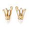 304 Stainless Steel Enamel Badminton Charms, with Imitation Pearl, Real 14K Gold Plated, White, 14x9x8.5mm, Hole: 0.9mm