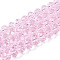 Glass Beads Strands, Faceted, Rondelle, Pink, 6x5mm, Hole: 1mm, about 85~88pcs/strand, 16.1~16.5 inch(41~42cm)
