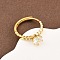 Brass Micro Pave Cubic Zirconia Cuff Rings for Women, Round, Long-Lasting Plated, Rack Plating, Real 18K Gold Plated, 7x8mm, Adjustable