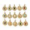 Ion Plating(IP) 304 Stainless Steel with Natural & Synthetic Gemstone Pendants, Real 14K Gold Plated, Mixed Dyed and Undyed, Flat Round Charm, 17x15x4.5mm, Hole: 5x3mm