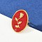 Oval with Rose Pattern 304 Stainless Steel Enamel Finger Rings for Women, Ion Plating(IP), Real 18K Gold Plated, Red, Oval: 25.5x18.5mm, Inner Diameter: 17mm