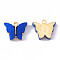 Alloy Acrylic Pendants, Butterfly, Light Gold, Blue, 14x16.5x3mm, Hole: 1.6mm