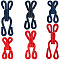48Sets 6 Style Cloth and Iron Hook and S-Hook Clasps, Mixed Color, 23~37x11.5~13x6.5~8mm, 8sets/style