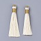 Polyester Tassel Big Pendant Decorations, Light Goldenrod Yellow, 83mm, Hole: 8x6.5mm