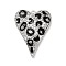 Brass Micro Pave Cubic Zirconia Pendants, Emanel Leopard Heart, Rack Plating, Long-Lasting Plated, Lead Free & Cadmium Free, Platinum, 29x22x4mm, Hole: 1.6mm