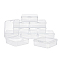 Transparent Plastic Bead Containers, with Hinged Lids, Square, Clear, 7.5x7.5x2.6cm