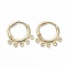 Brass Huggie Hoop Earrings for Women, with 5 Loops, Golden, 12 Gauge, 18.5x18.5x2mm, Pin: 0.8mm, Hole: 1.6mm