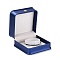 PU Leather Jewelry Box, with Reain Crown, for Bracelet Packaging Box, Square, Medium Blue, 9.6x9.4x5.2cm