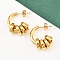 304 Stainless Steel C-Shaped Stud Earrings, Ion Plating(IP), Real 18K Gold Plated, 24x21x9.5mm