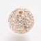 Polymer Clay Czech Rhinestone Beads, Pave Disco Ball Round Beads, for DIY Beadable Pens, Keychains and Jewelry Crafts, 362_Light Peach, PP13(1.9~2mm), 9.5~10mm, Hole: 1.8mm, about 60~70pcs rhinestones/ball
