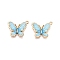Rack Plating Alloy Enamel Pendants, Cadmium Free & Nickel Free & Lead Free, Light Gold, Butterfly Charm, Sky Blue, 23.5x21x3mm, Hole: 1.2mm