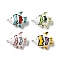 Handmade Porcelain Beads, Fish, Famille Rose Porcelain, Mixed Color, 17.5x21x7mm, Hole: 1.8mm