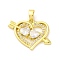 Brass Pendants with Cubic Zirconia, Electrophoretic Color Preservation, Heart Charms, Golden, 22.5x18.5x4mm, Hole: 2.5x3.5mm