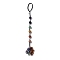 7 Chakra Round Natural Gemstone Pendant Decoration, Braided Thread and Gemstone Chip Tassel Hanging Ornaments, 250mm