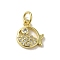 Real 18K Gold Plated Brass Pave Clear Cubic Zirconia Pendants, Cadmium Free & Nickel Free & Lead Free, with Jump Rings, Fish, 11.5x10x2mm, Hole: 3mm