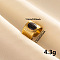 Fashionable 304 Stainless Steel Enamel Cuff Ring, Oval Wide Band Open Ring for Women, Golden