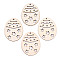 Undyed Natural Wooden Big Pendants, for Easter, Laser Cut, Easter Egg with Star, Antique White, 67.5x52x2.5mm, Hole: 2mm