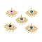 Evil Eye Resin Brass Pendants, Eye Charm, Real 18K Gold Plated, Mixed Color, 27x30.5x6mm, Hole: 4.5x3mm