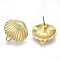 Alloy Stud Earring Findings, with Loop, Steel Pins, Shell, Light Gold, 17.5x17.5mm, Hole: 1.6mm, Pin: 0.7mm