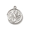 304 Stainless Steel Pendants, Textured Flat Round with Constellations Charm, Stainless Steel Color, Scorpio, 18x15x2mm, Hole: 1.8mm