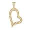 Brass Micro Pave Clear Cubic Zirconia Pendants, Cadmium Free & Lead Free, Heart, Real 16K Gold Plated, 47x37.5x2.5mm, Hole: 5.5x11mm