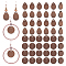 40Pcs 2 Styles Walnut Wood Pendants, Teardrop & Flat Round Charm, Saddle Brown, 14~17x11~14x2.5~3mm, Hole: 1.6~1.8mm, 20pcs/style