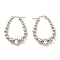 304 Stainless Steel Teardrop Hoop Earrings with Rhinestone, Stainless Steel Color, 32.5x24mm