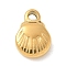 304 Stainless Steel Charms, Ion Plating(IP), Shell Shape Charm, Real 14K Gold Plated, 9.5x7x3mm, Hole: 1.6mm