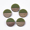 Resin & Walnut Wood Cabochons, Flat Round, Olive Drab, 18x3.5mm