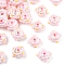 Opaque Acrylic Beads, with Enamel, Hand Drawn Beads, Round, Pink, 20x16mm, 30pcs