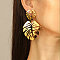 Alloy Dangle Stud Earrings, Golden, Leaf, 40mm