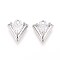 Brass Pave Cubic Zirconia Pendants, Triangle Charms, Platinum, 11x9.5x4mm, Hole: 1.2mm